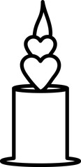 Canvas Print - Black line art illustration of Love Candle Icon.