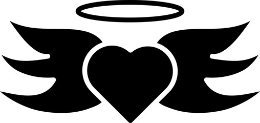 Sticker - B&W illustration of Love Angel icon.