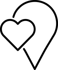 Canvas Print - Flat style Heart map pin icon in line art.