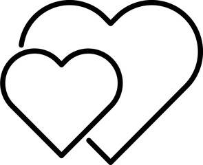 Wall Mural - Line art hearts icon in flat style.