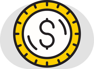 Poster - Isolated Dollar money icon in yellow and white color.