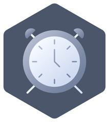 Poster - Alarm Clock Icon Or Symbol Isolated On Hexagonal Shape.