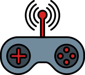 Sticker - Wifi Joystick Or Gamepad Icon In Gray And Red Color.