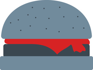 Sticker - Burger Icon In Gray And Red Color.