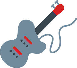 Sticker - Guitar Icon In Gray And Red Color.