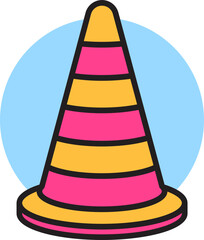 Wall Mural - Construction cone icon in pink and yellow.