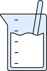 Sticker - Flat Style Beaker Icon in Blue And White Color.