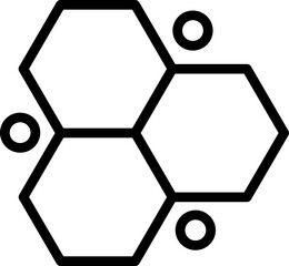 Poster - Illustration of Molecule icon in black line art.