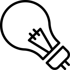 Wall Mural - Line art Light bulb icon in flat style.