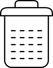 Sticker - Isolated Dustbin icon in black line art.