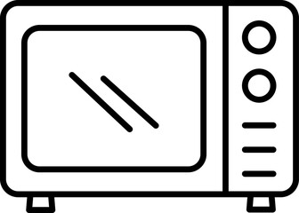 Wall Mural - Microwave Icon or Symbol in Black Line Art.