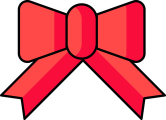 Sticker - Red Bow Ribbon icon in flat style.