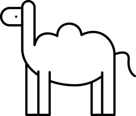 Sticker - Black line art illustration of Cute camel icon.