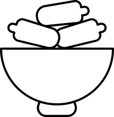 Wall Mural - Black line art illustration of Dates in bowl icon.