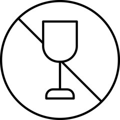 Sticker - No drink icon in black line art.