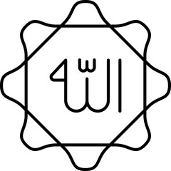 Poster - Allah arabic language label or sticker icon in line art.