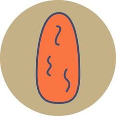 Poster - Orange Dates fruit icon on brown round background.