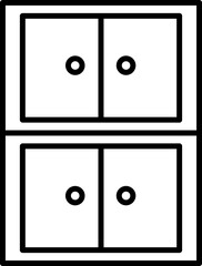 Poster - Black line illustration of cupboard icon.