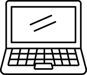 Sticker - Laptop icon in black line art.