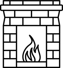 Canvas Print - Fire place icon in black line art.