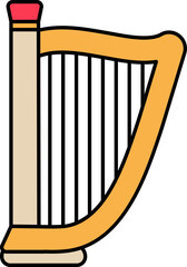 Wall Mural - Flat Style Harp icon in brown and yellow color.