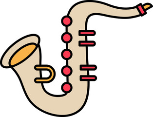 Poster - Vector illustration of Saxophone icon in brown color.