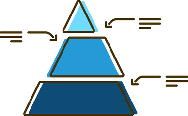 Sticker - Three Level Pyramid icon in blue color.