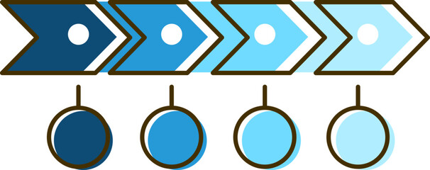 Poster - Four Workflow Timeline Arrow icon in blue color.