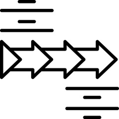 Sticker - Four step workflow arrow icon in black line art.