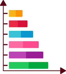 Wall Mural - Six Process Bar Graph Horizontal Chart Colorful Icon.