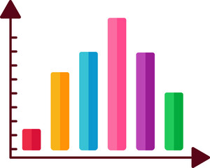 Canvas Print - Vector illustration of Colorful Bar Graph with Six Step.