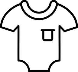 Sticker - Flat Style Babysuit Icon in Black Outline.