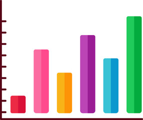 Sticker - Colorful Bar Graph icon on White Background.