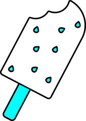 Sticker - Ice Cream Stick Icon In Cyan And White Color.