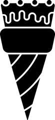 Sticker - Illustration of Ice Cream Cone Icon In Black And White Color.