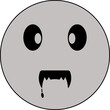 Scary Moon Icon in Grey and Black Color.