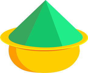 Sticker - Green dry color powder in bowl icon in yellow color.