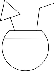 Poster - Coconut Drink Icon In Black Line Art.