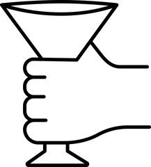 Sticker - Line Art Illustration of Hand Holding A Cocktail or Martini Glass Icon.