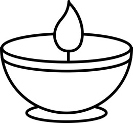 Wall Mural - Oil lamp (Diya) icon in thin line art.