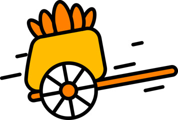 Poster - Old wagon cart icon in yellow and orange color.