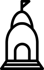 Poster - Temple icon in black line art.