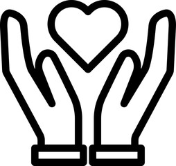 Poster - Hands Protecting Heart icon in black line art.