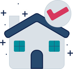 Sticker - Check Home Cleaning Service icon in blue color.