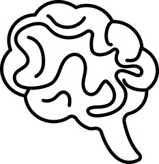 Canvas Print - Illustration of Human brain icon in black line art.