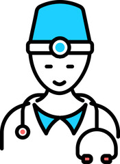 Sticker - Illustartion of Male doctor icon in  black and blue color.