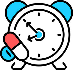 Sticker - Medicine time colorful icon in flat style.