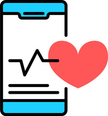 Poster - Flat style Heartbeat in smartphone screen colorful icon.