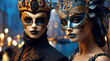 © Sheraz - Elegant people in masquerade carnival mask at Venice C.Generative AI