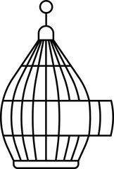 Sticker - Bird Cage icon in thin line art.